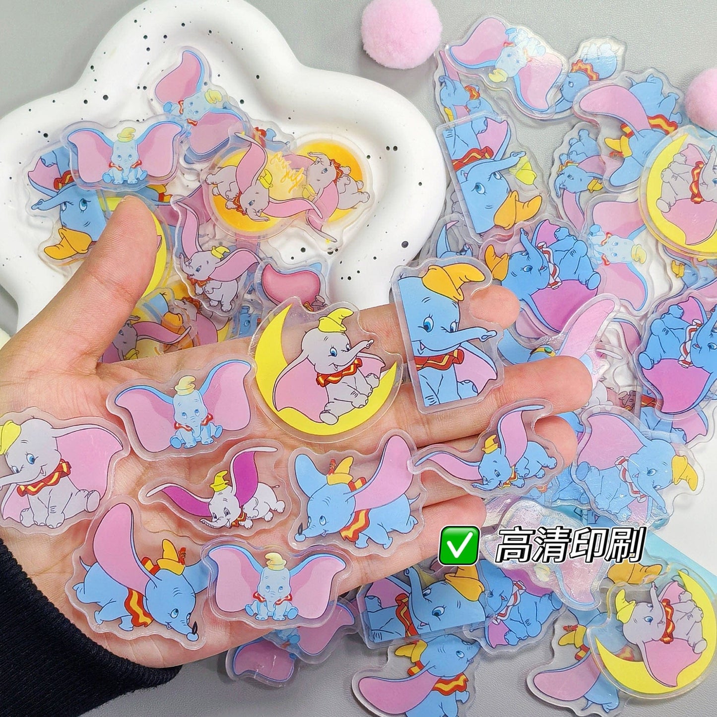 Cute Elephant 8cm Acrylic Charms for DIY match game-open in live