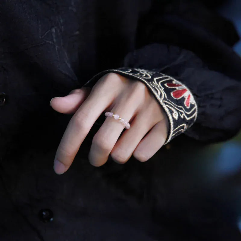 Natutal Rose Quartz Ring Love and Peace
