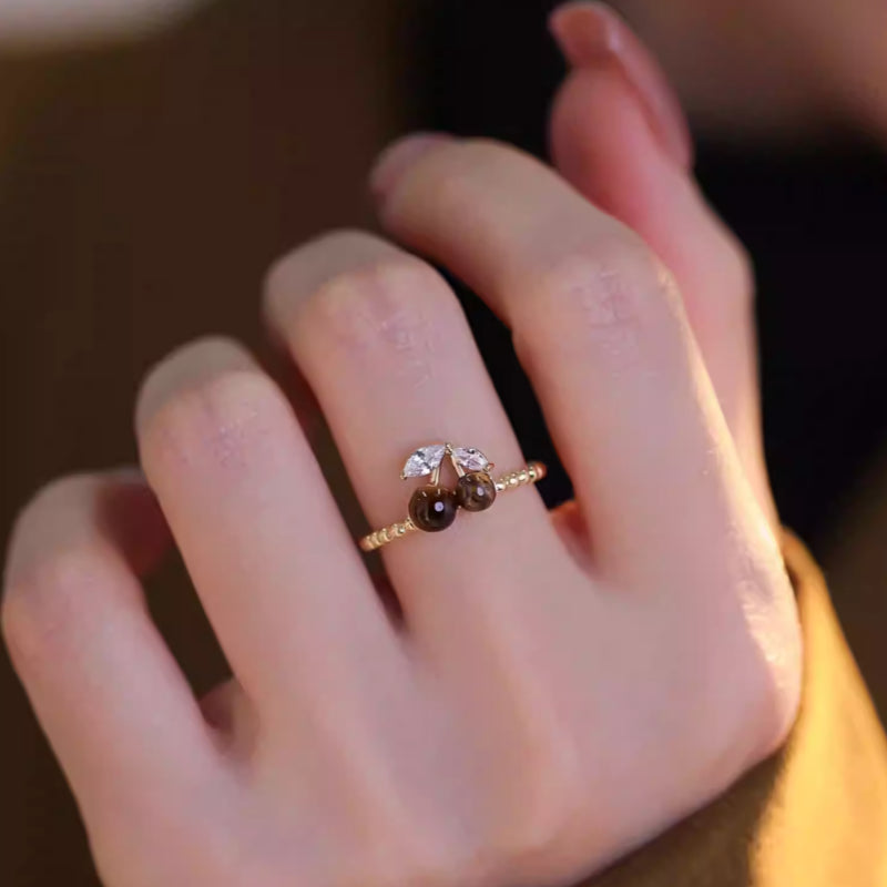 Tiger Eye Cherry Wealth Open Ring
