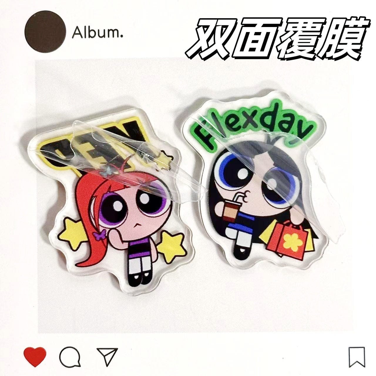 Power Puff Girls 4cm Acrylic Charms for DIY match game-open in live