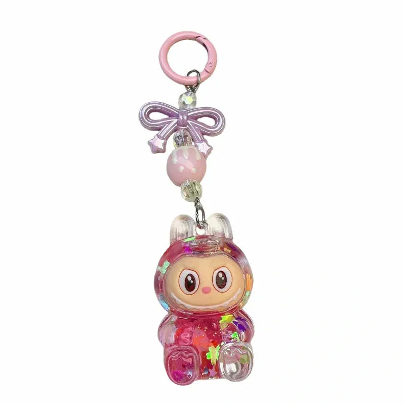 Bow Labubu Liquid Keychain