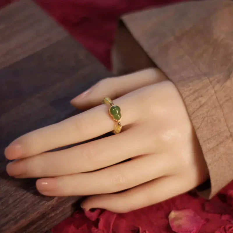 Natutal Citrine Gourd Wealth-attracting Ring