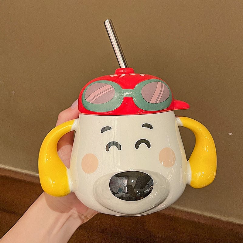 Glasses Dog Ceramic Cups