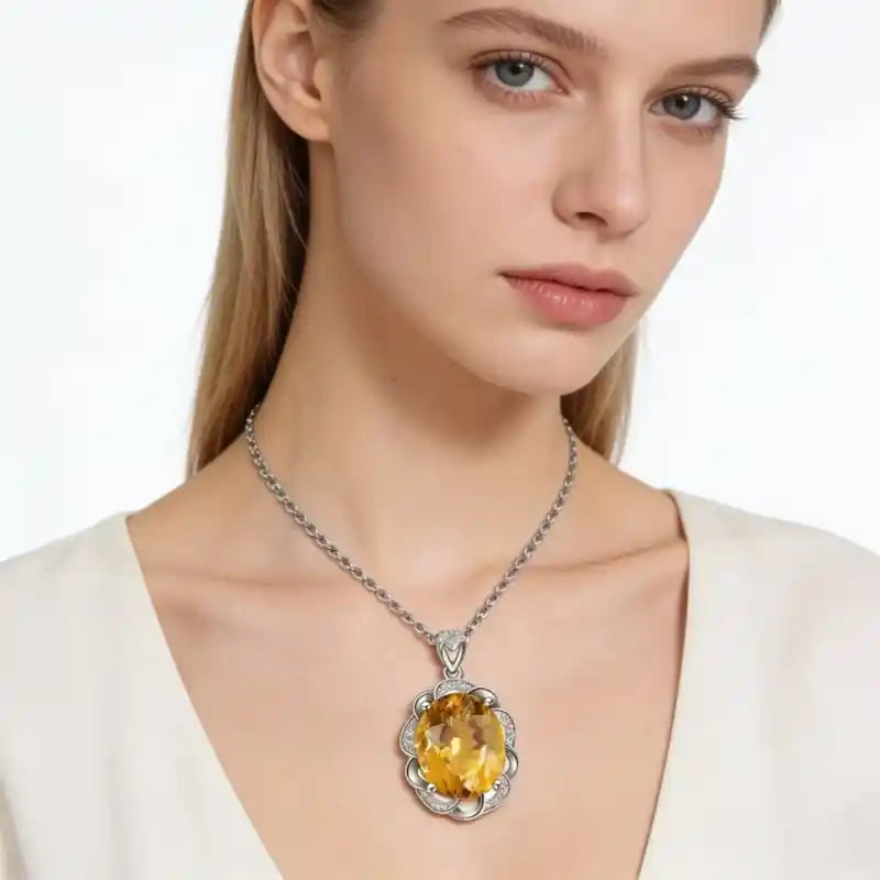 Golden Eternity Natural Citrine Necklace