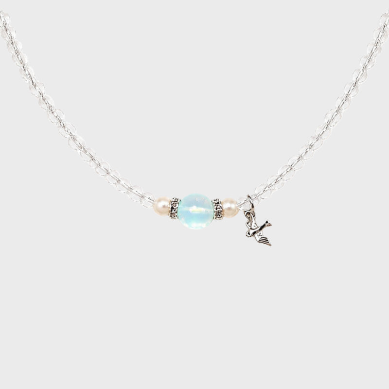 Clear Brave Wings Necklace - Courage Necklace