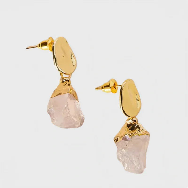 Raw Clear Quartz Drop Earrings