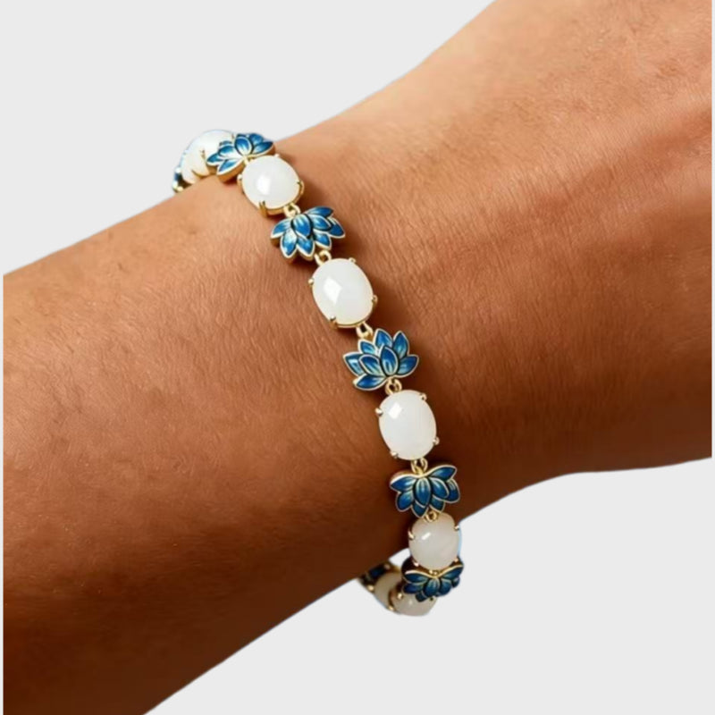 Sacred Lotus Natural Hetian Jade Bracelet