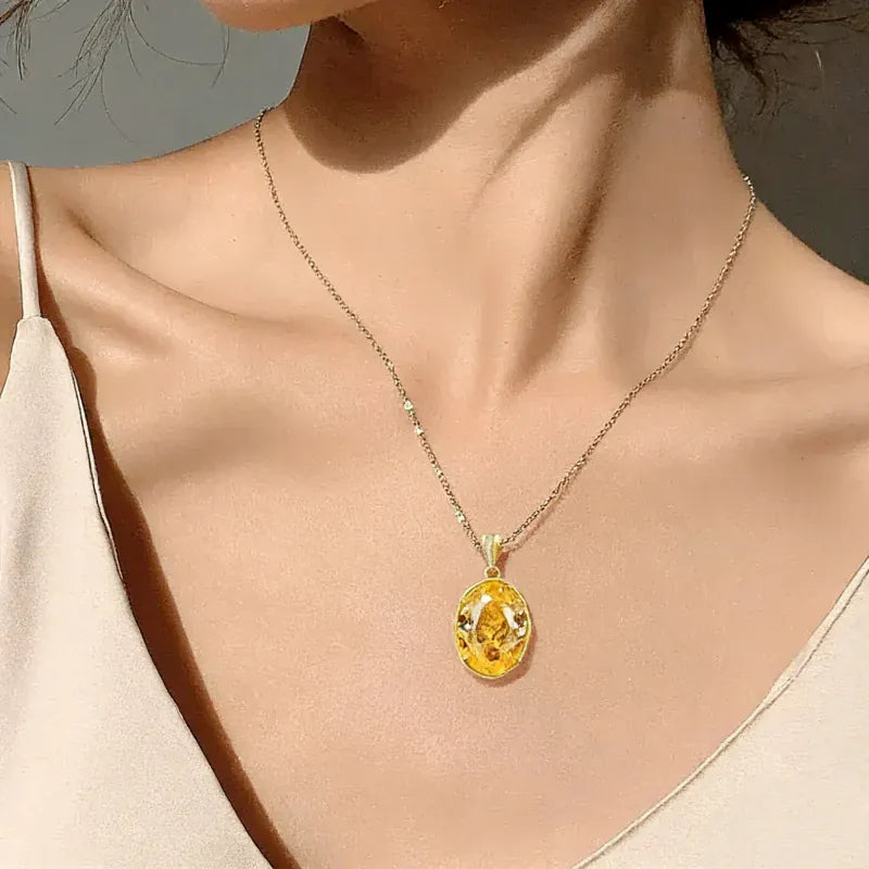 Amber Whisper Natural Citrine Necklace