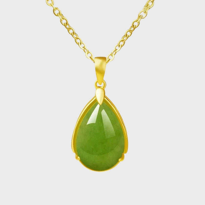 Elegant Natural Hetian Jade Teardrop Necklace