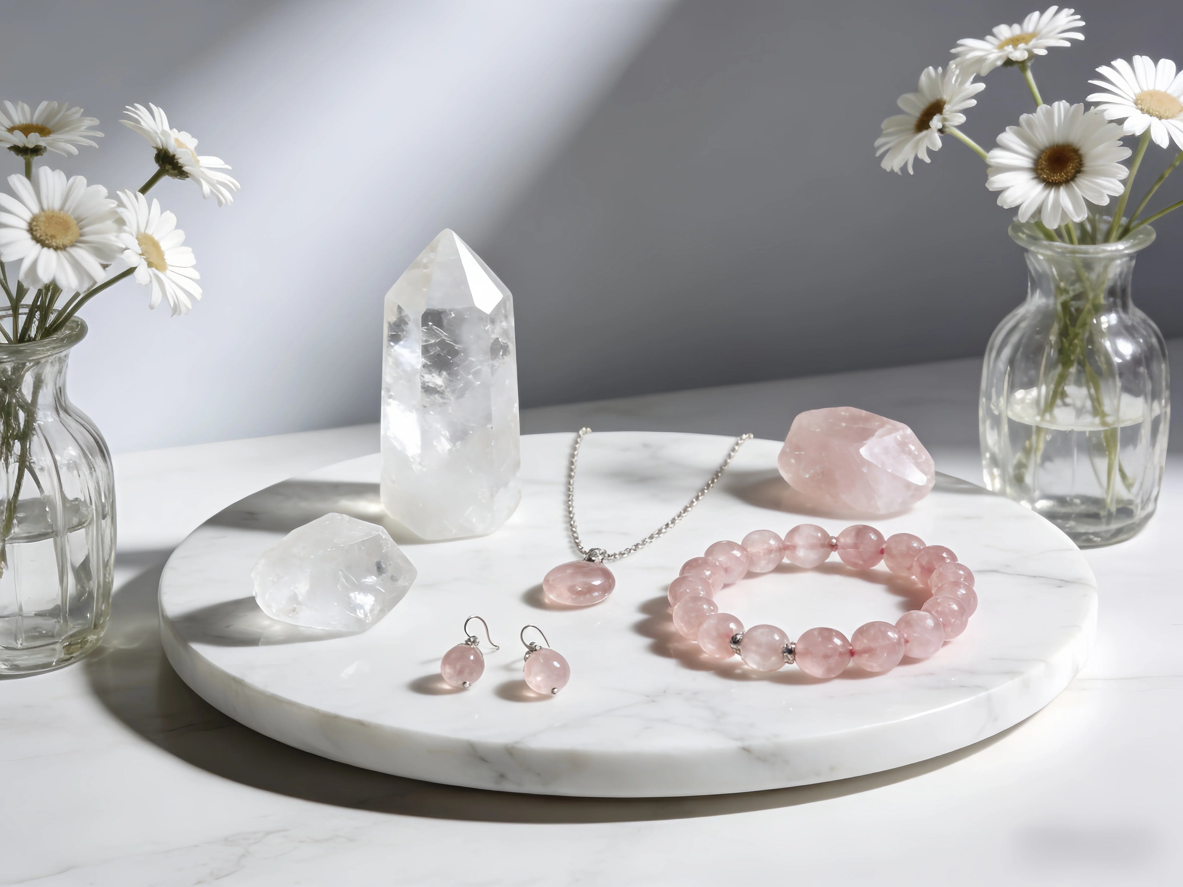 The Gentle Magic of Natural Rose Quartz&Clear Quartz