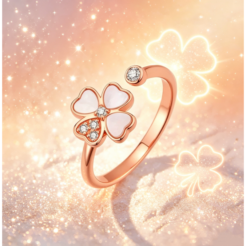 Heart Four-leaf Clover Rose Gold Super Lucky Ring