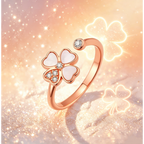 Bague Cœur Trèfle à quatre feuilles en Or Rose — Chanceux de t'avoir rencontrée, mon Seul et Unique Amour