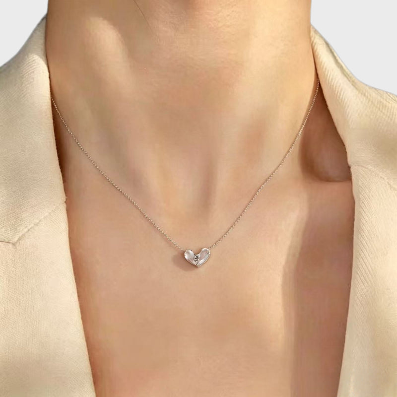 Pink Rose Quartz Heart Necklace - Heal & Mend with Love