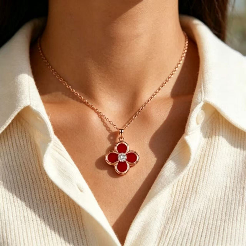 Collier Trèfle Porte-Bonheur Onyx — Deux façons de le porter • Modèle Réversible