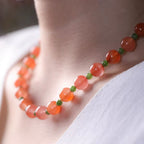 Southern Red Jasper & Hetian Jade Bracelet Necklace Set - Calm Energy for Busy Days