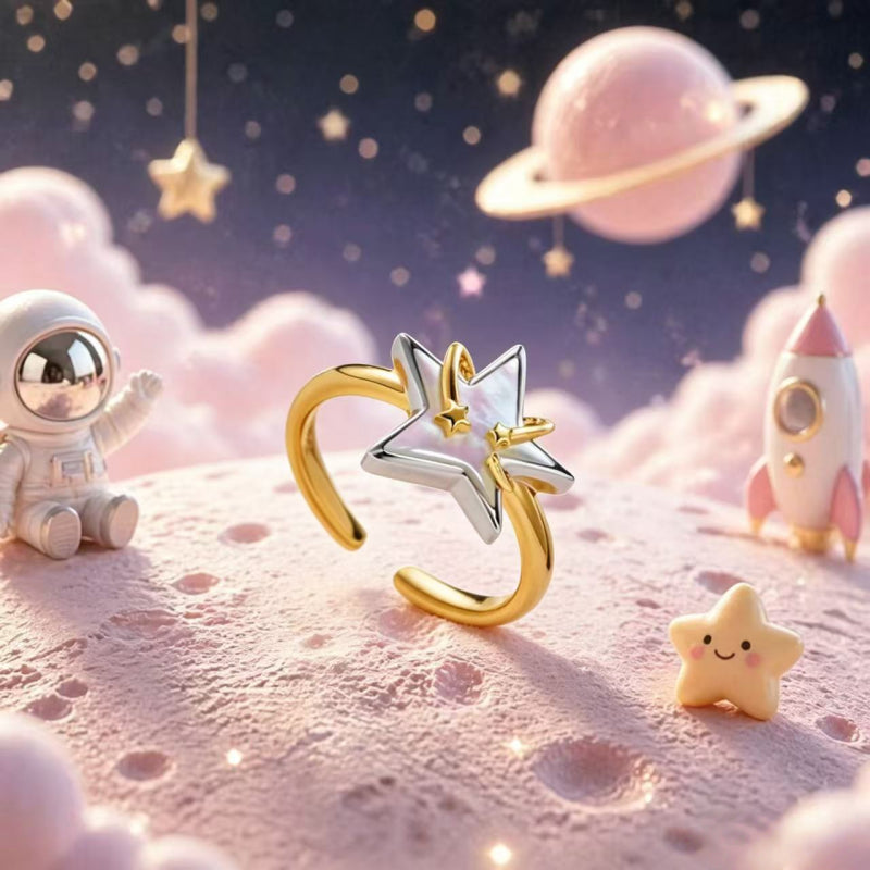 Polaris Mother-of-Pearl Open Ring - Guided by Light, Blessed by the Moon