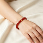 Natural Garnet Beaded Bracelet - Attract Good Fortune & Warm Vibes