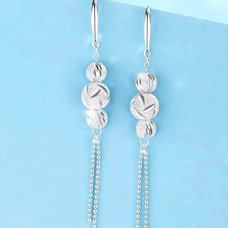Ornate Carved S999 Ball Necklace/Bracelet/Earrings Jewelry Set, Gift for Friends