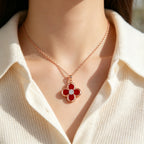 Onyx Lucky Clover Necklace — Two-Way Wear • Reversible Design