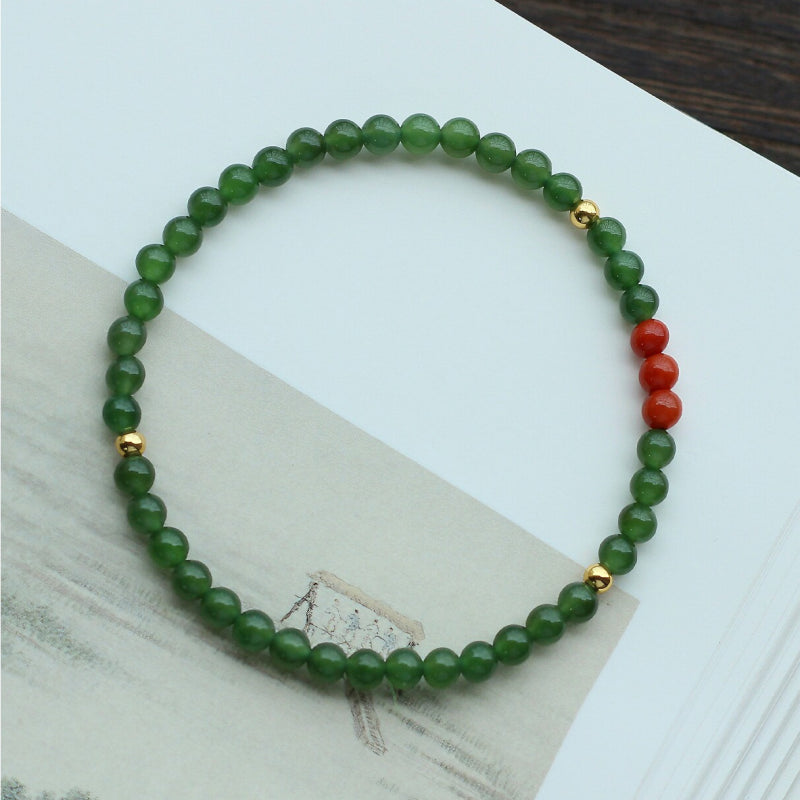 Bracelet en jade Hetian naturel Lotus Éclat Pur