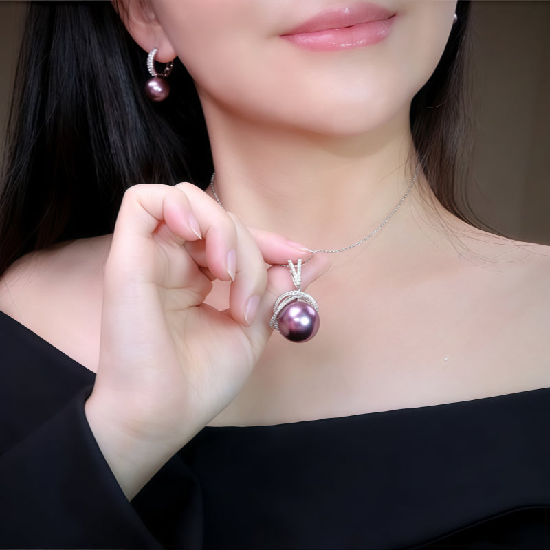 Purple Freshwater Pearl Jewelry Set - Nobility & Gentleness