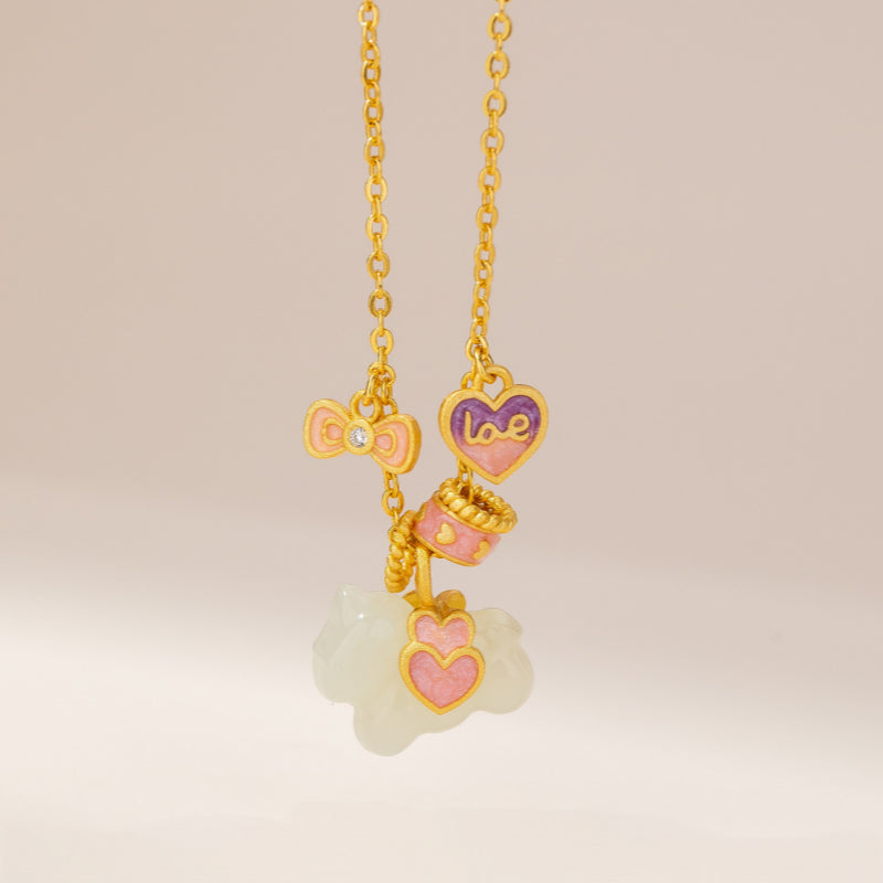 Pony Hetian Jade Necklace & Bracelet Jewelry Set - Lucky Protection