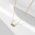 Devil's Eye Necklace, Pure Silver Zircon Vintage Collarbone Chain