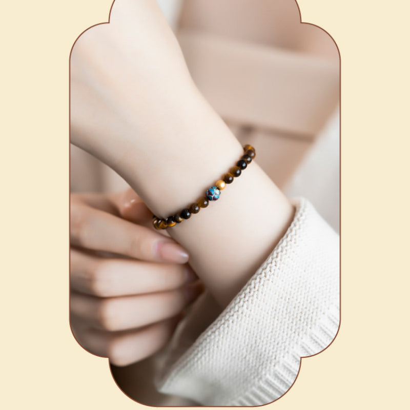 Bracelet Lotus œil de tigre naturel — Paix et bonheur, Chance continue