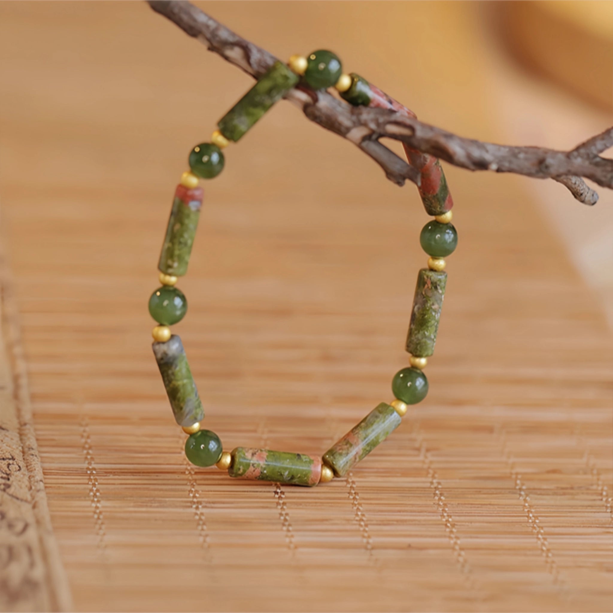 Unakite & Pearl Stackable Bracelet - Gentle Restorative Vibes