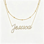 Collier prénom en diamant pavé sur mesure | Collier lettre de luxe minimaliste en argent sterling 925