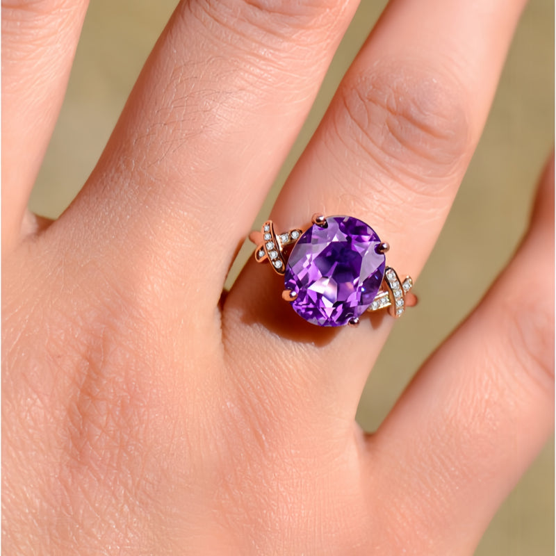 Bague énergétique en améthyste naturelle - Protection tranquille, sagesse douce