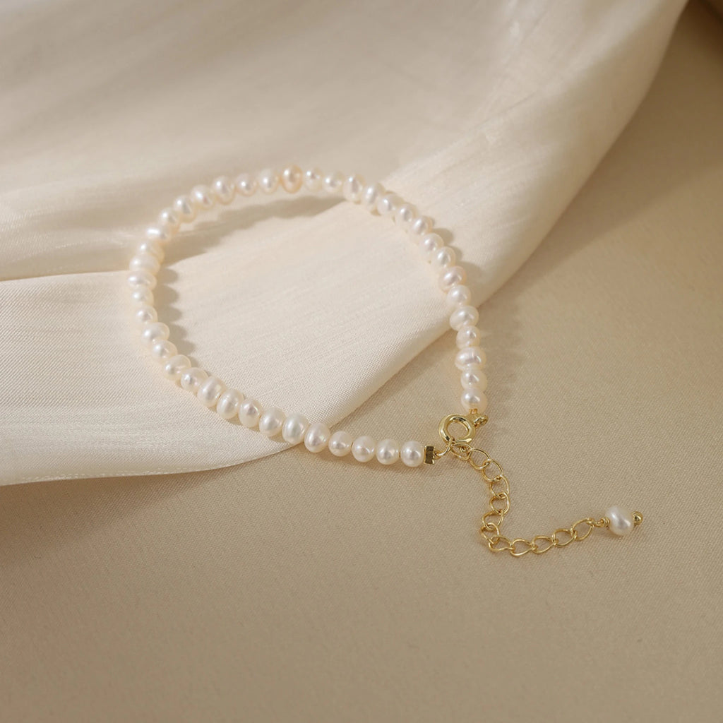 Soft Pink Tourmaline and Natural Pearl Bracelet - Peaceful and Optimistic Energy