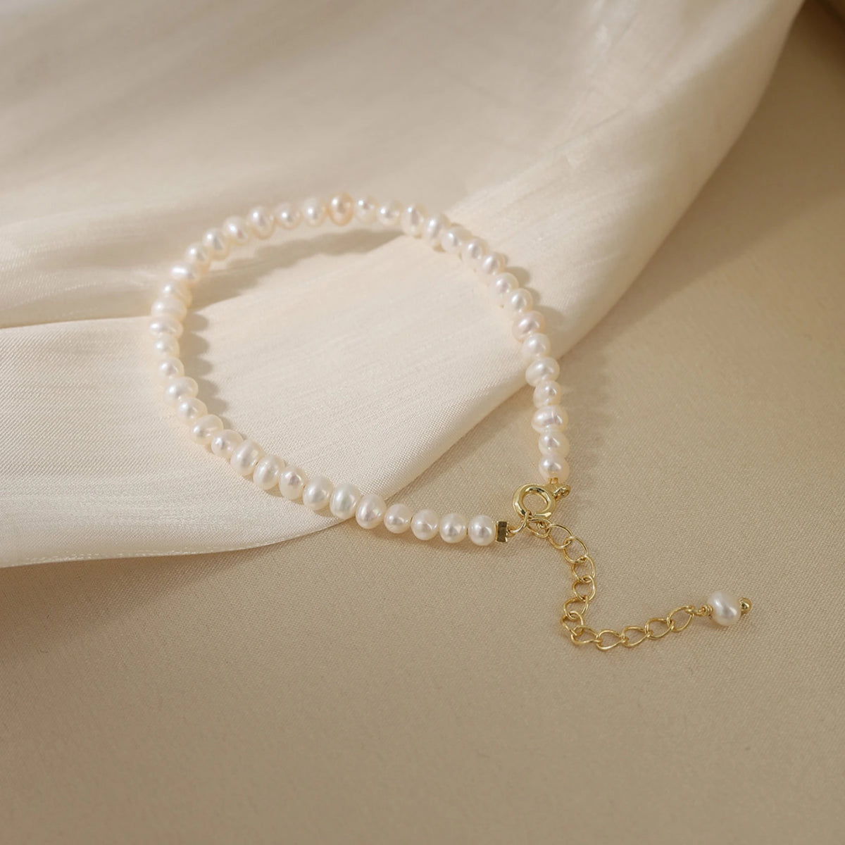 Soft Pink Tourmaline and Natural Pearl Bracelet - Peaceful and Optimistic Energy