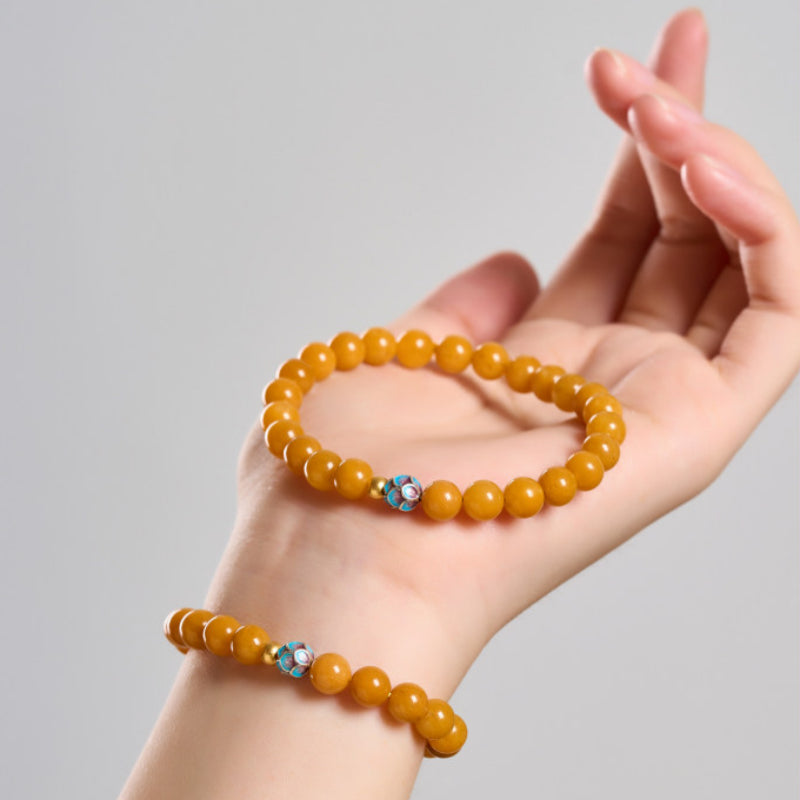 Bracelet Cloisonné Lotus Pur Ambre Naturel