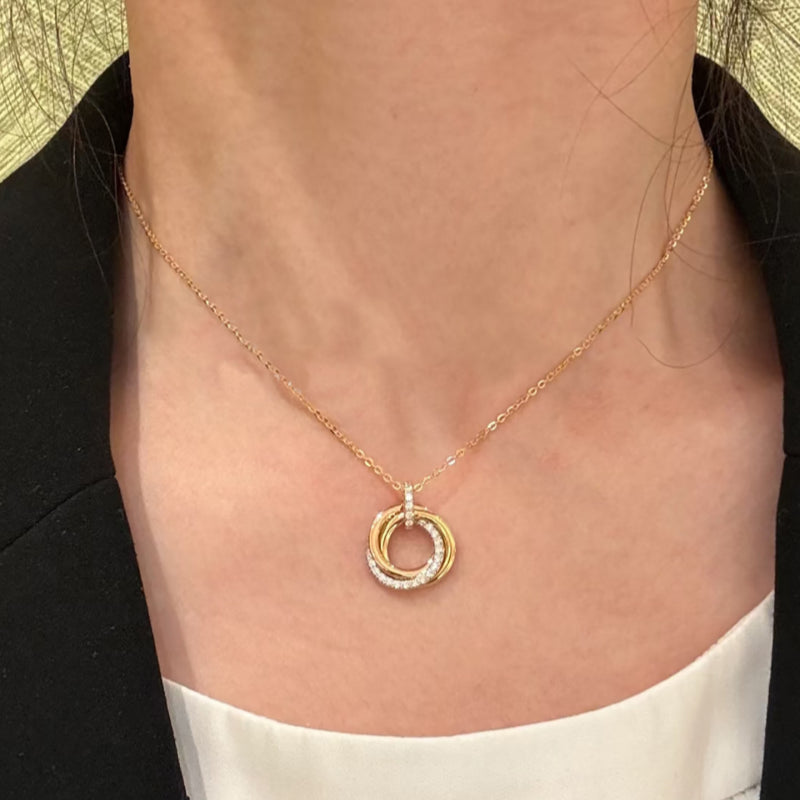 Gold-Tone Intertwined Circle Pendant Necklace | Elegant Birthday Jewelry