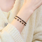Cool Dark‑Tone Stacking Beaded Bracelets - Protection & Purification