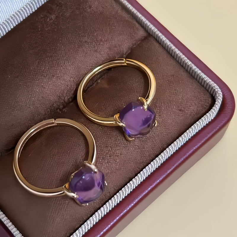 Bague en améthyste naturelle irrégulière – Calme l'esprit, approfondit l'intuition, attire la paix