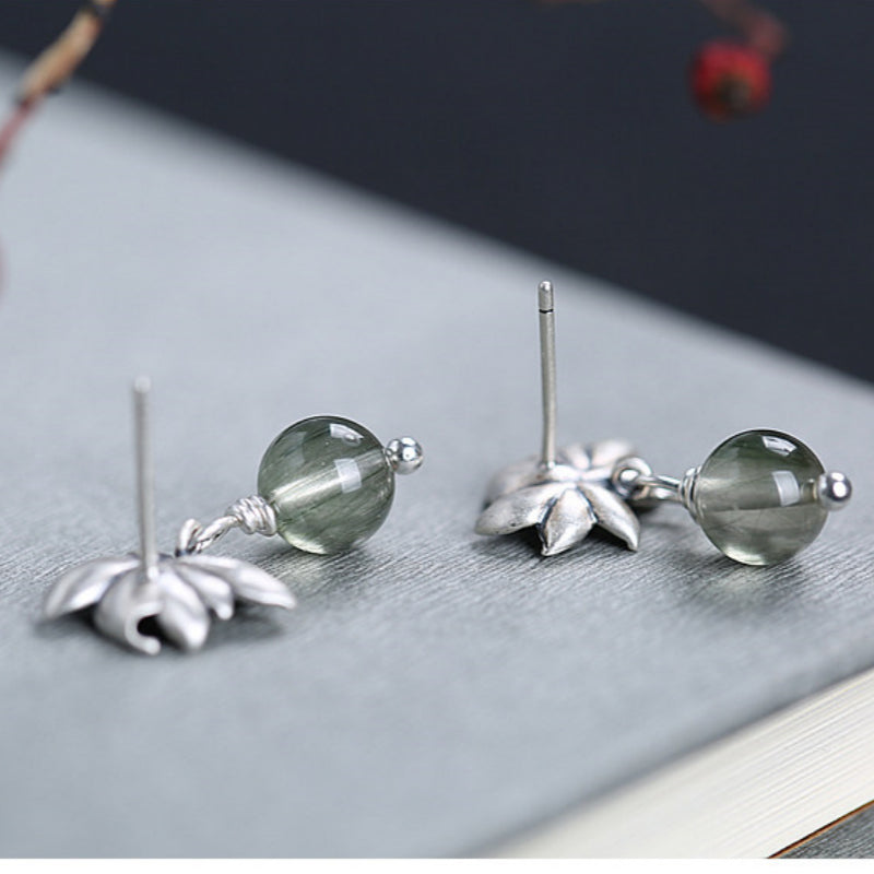 Boucles d'oreilles en quartz rutile vert Lucky Lotus – Un cadeau attentionné pour elle