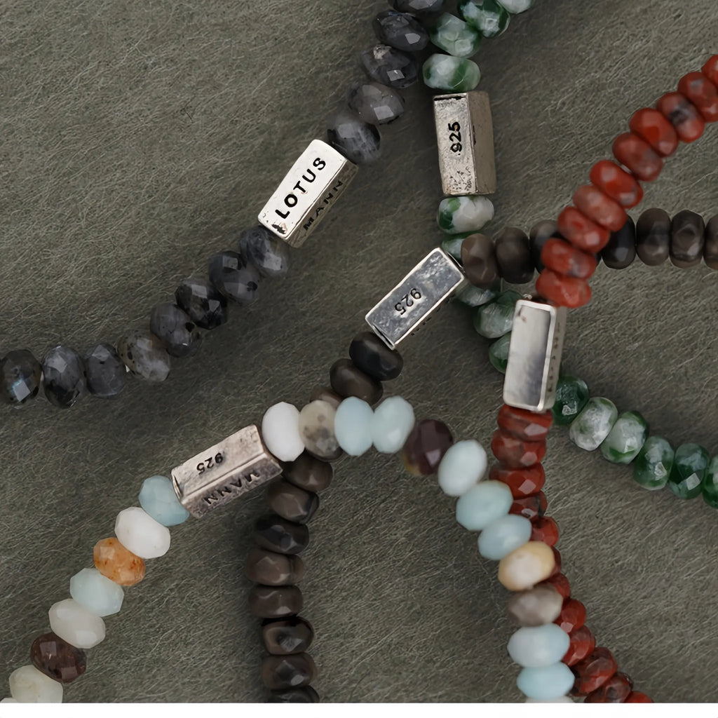 Natural Stone Abacus Bead Stackable Bracelet - Stone Abacus Beads