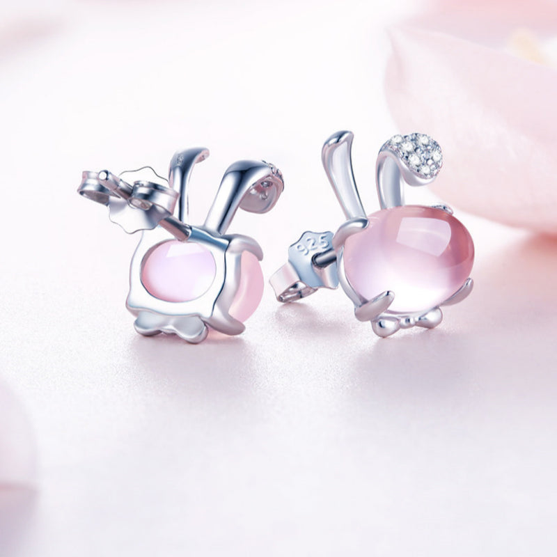 Natural Rose Quartz Crystal Earrings - Your Guardian Angel