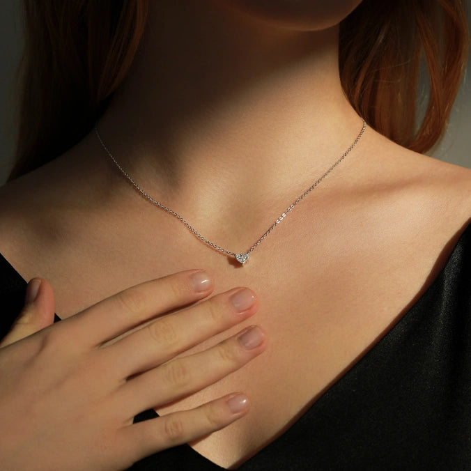 Heart Birthstone Necklace for Women | 925 Sterling Silver Three Stone Pendant | Dainty Birthday Gift