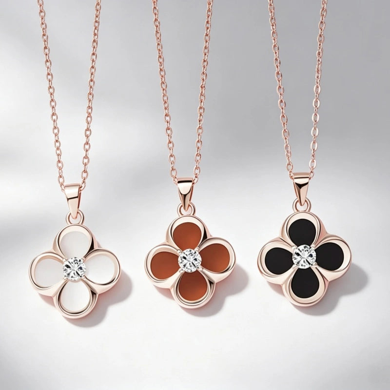 Onyx Lucky Clover Necklace