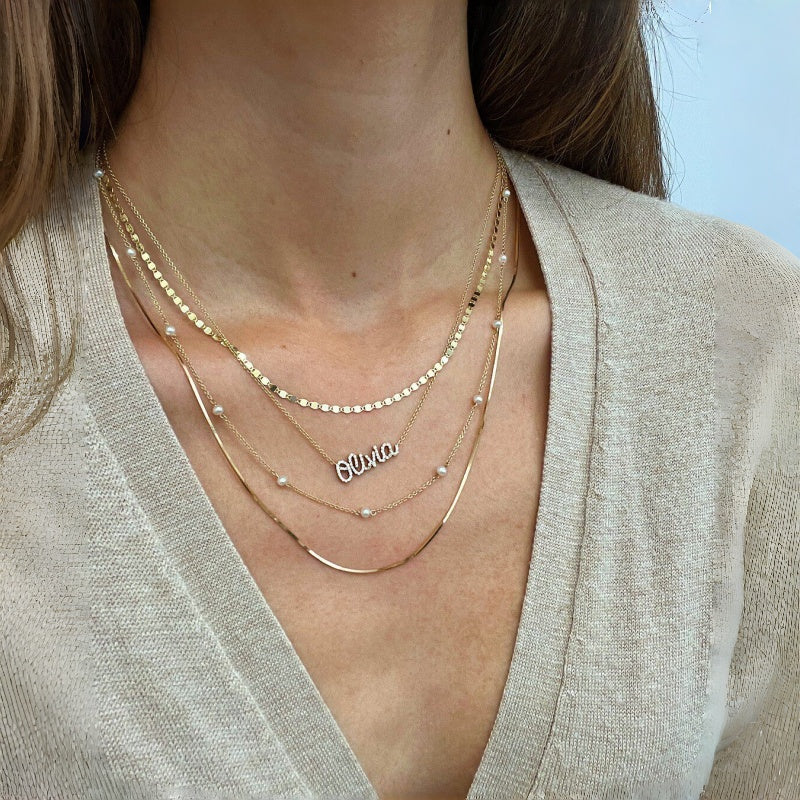 Custom Pave Diamond Name Necklace | Minimalist Luxury 925 Sterling Silver Letter Necklace