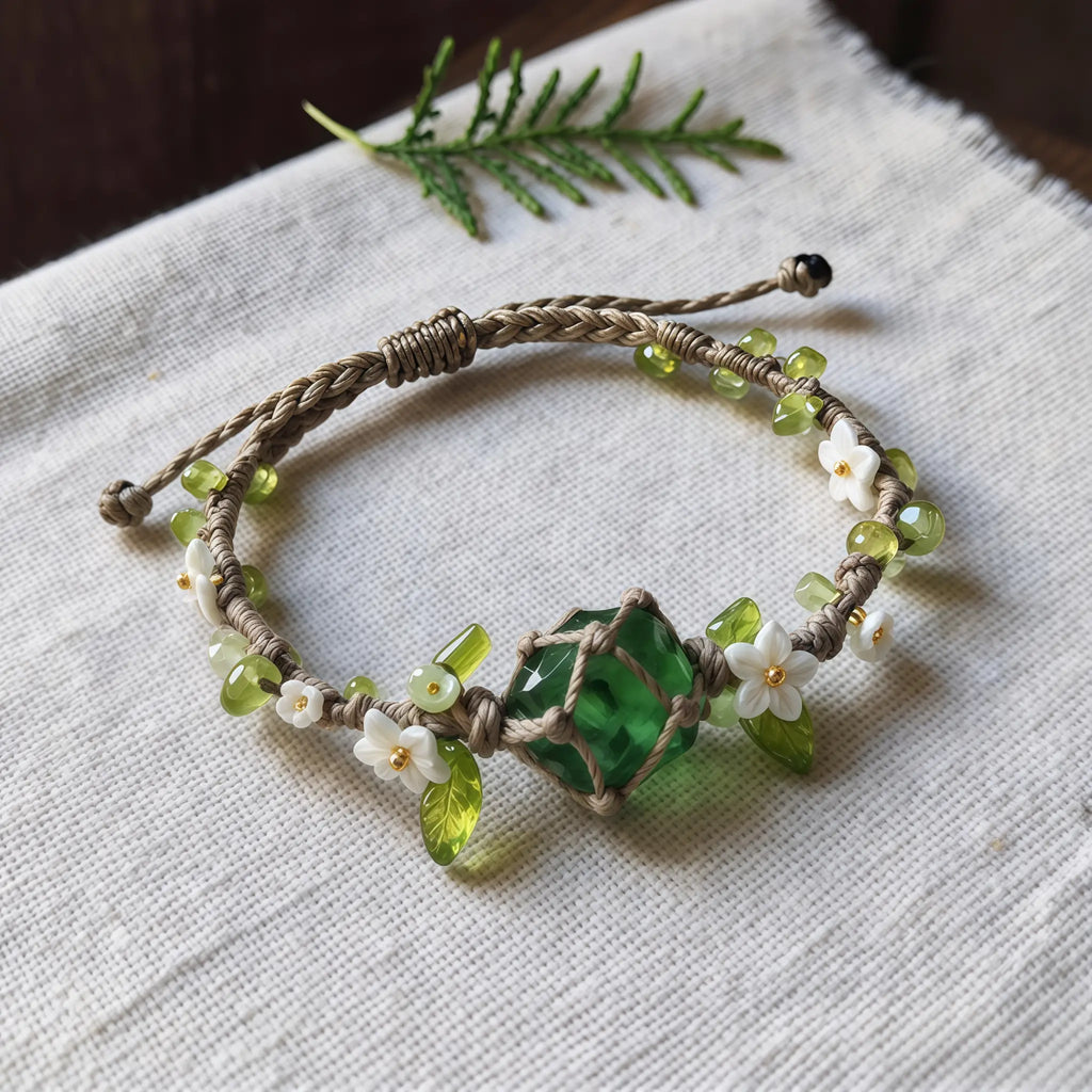 Peridot Botanical Handmade Bracelet - Healing & Renewal