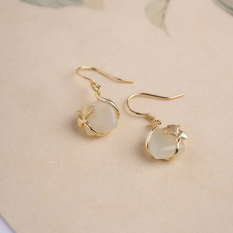 Boucles d'oreilles en jade Hetian Novum