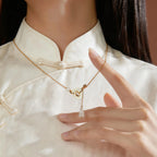 Natural Hetian Jade Peace Donut Gourd Necklace - Blessing & Calm