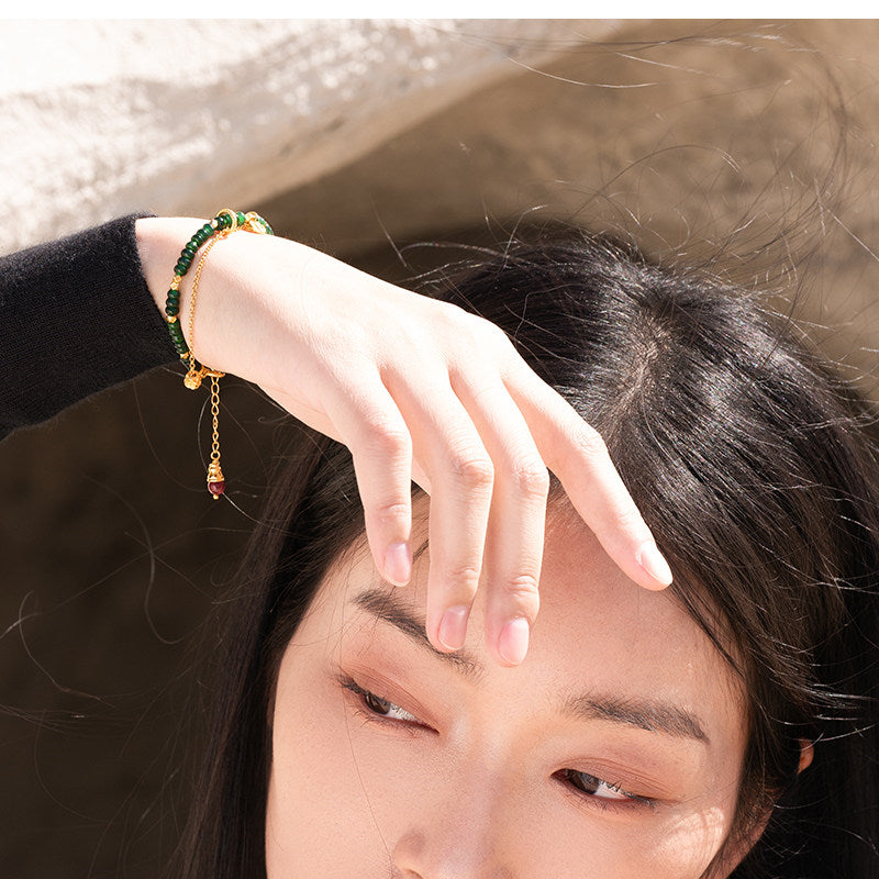 Bracelet en jade Hetian naturel Lotus Éclat Pur