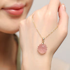 Rose Quartz Nine-Tailed Fox Necklace – Attract Love, Boost Charm, Open Heart
