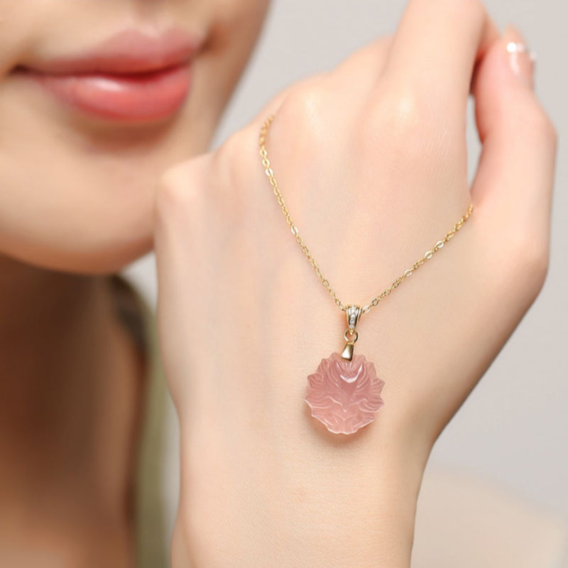 Rose Quartz Nine-Tailed Fox Necklace – Attract Love, Boost Charm, Open Heart