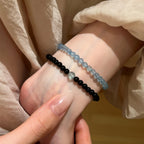 Smooth Round Bead Aquamarine Obsidian Bracelet - Serenity & Protection